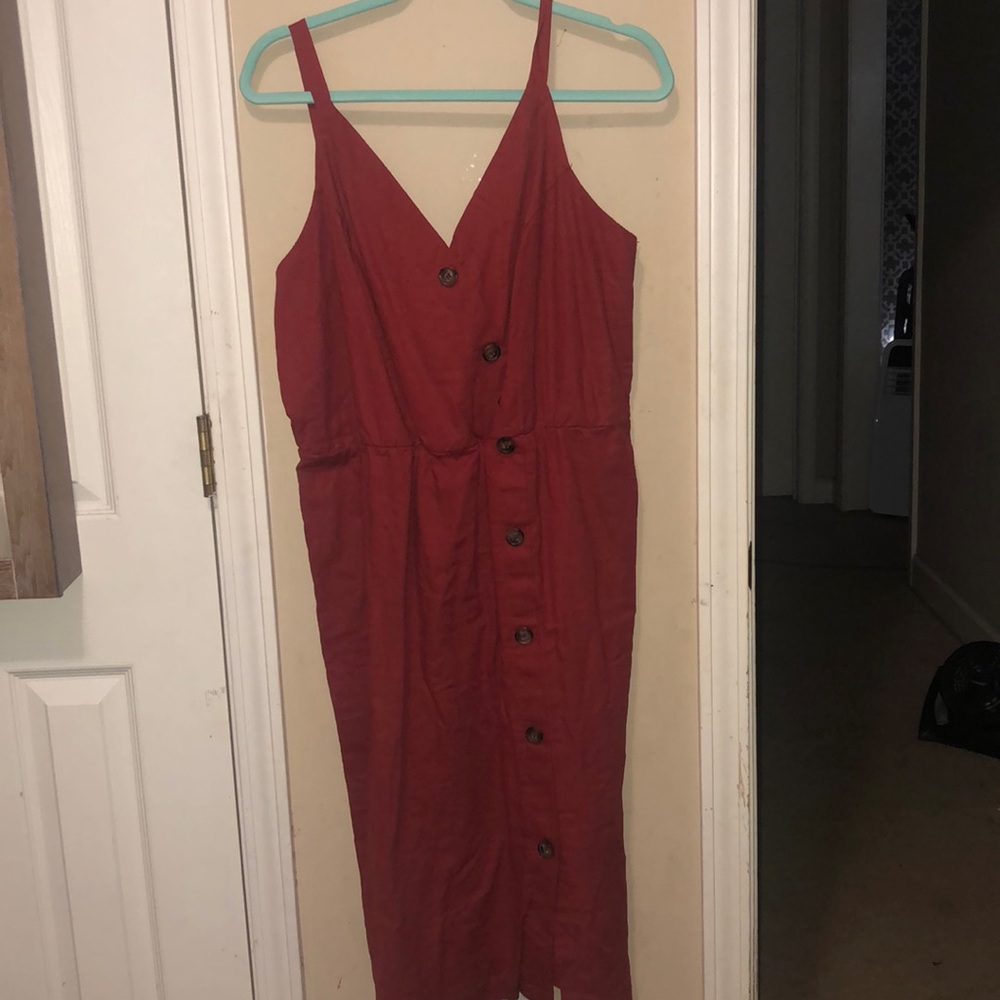 Red button dress